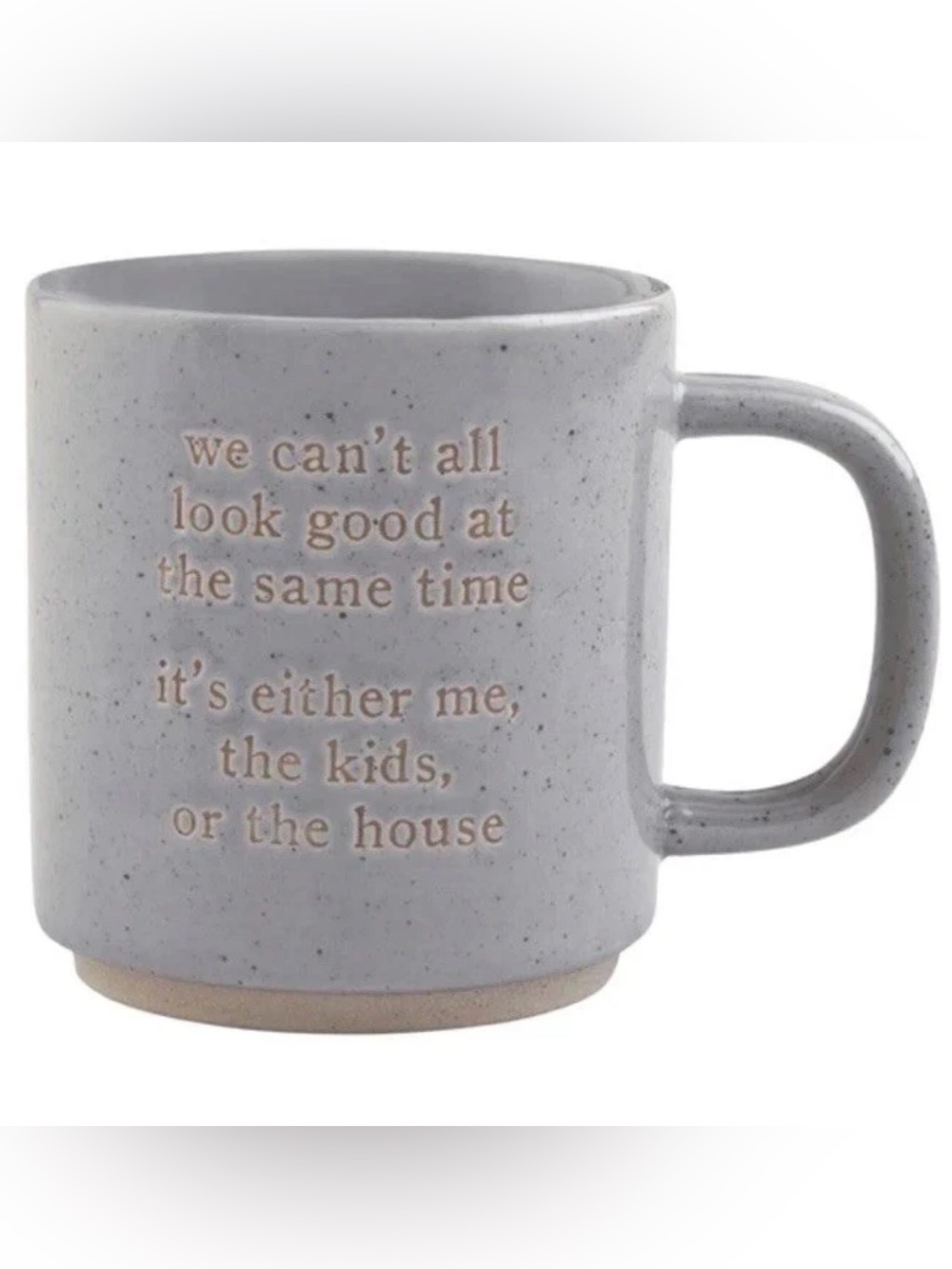 Mud Pie NWT Gray Glazed Stoneware Funny Mom Coffee Mug Exposed Base 15oz
